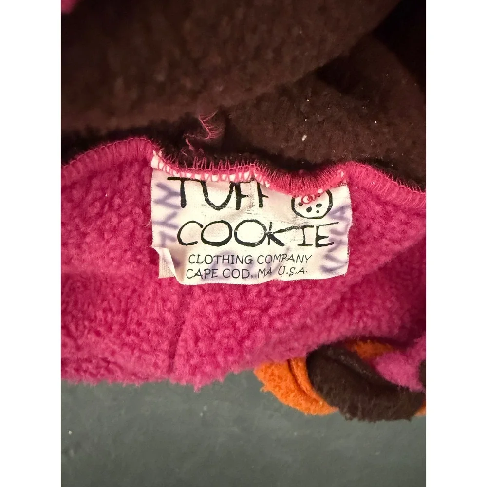Tuff Cookie Girls Fleece Trapper Hat Brown Pink Orange Floral Braids Size L
